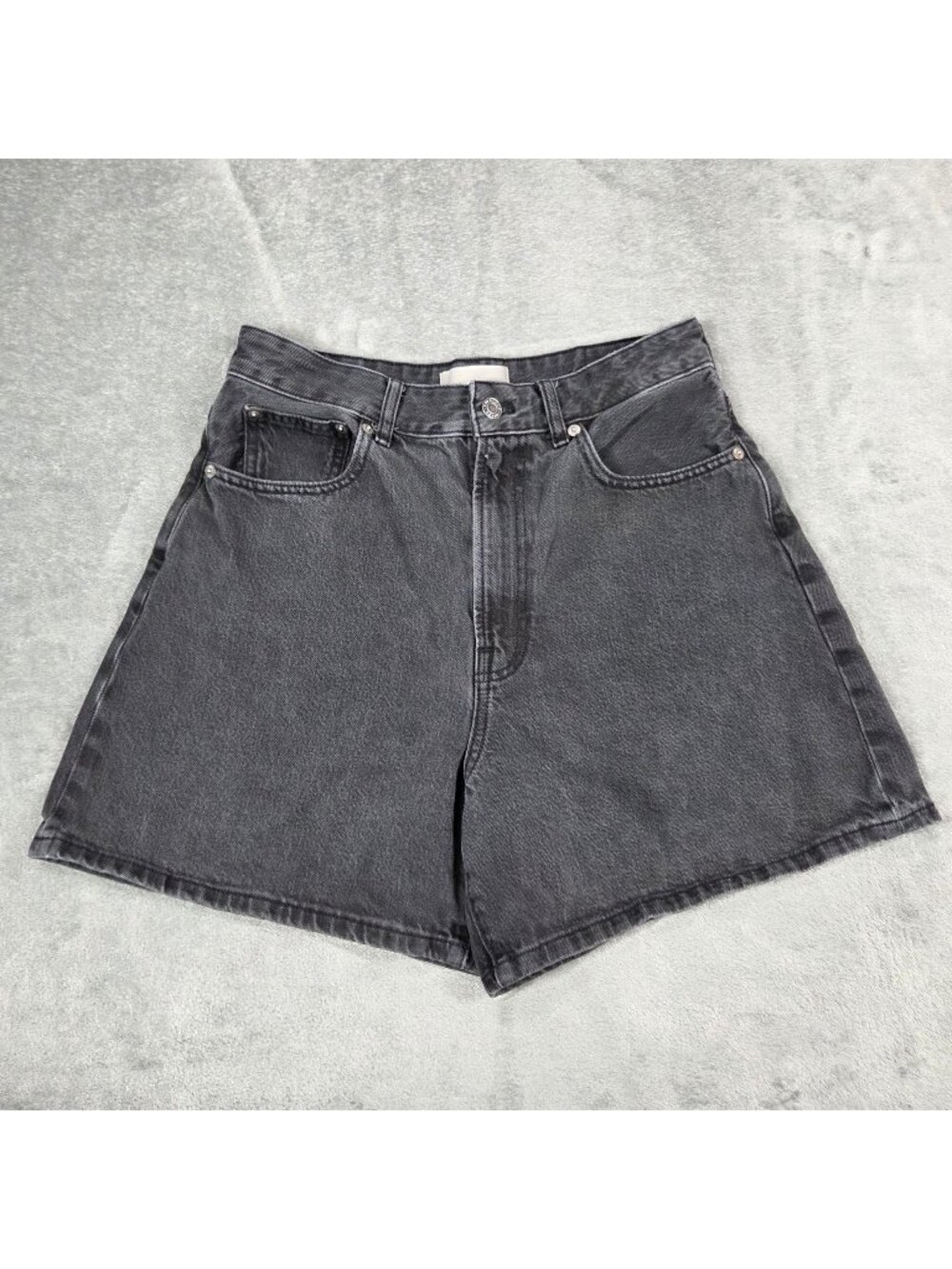 Everlane Shorts Womens 28 Washed Black A-Line HIgh Rise Organic Cotton Denim